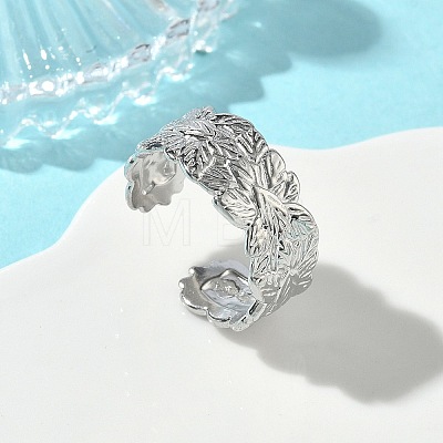 304 Stainless Steel Cuff Open Rings for Women RJEW-L341-02B-P-1