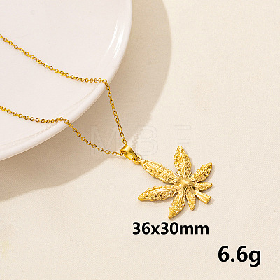 Stainless Steel Leaf Pendant Necklace XM4050-2-1