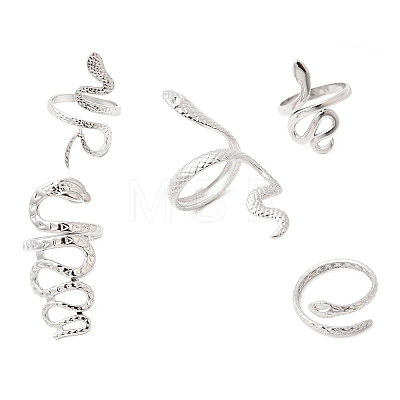 5Pcs 304 Stainless Steel Open Cuff Rings for Women RJEW-K313-05P-1