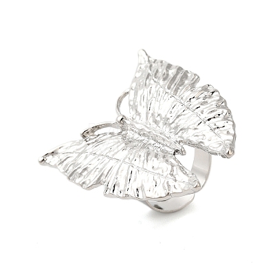 Butterfly Alloy Open Cuff Rings for Women RJEW-U006-06A-P-1