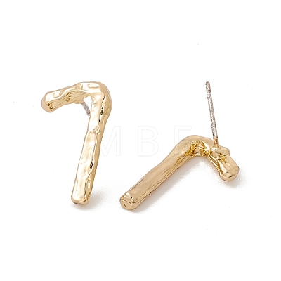 Brass Number Stud Earrings with 925 Sterling Silver Pins for Women EJEW-A077-01G-1