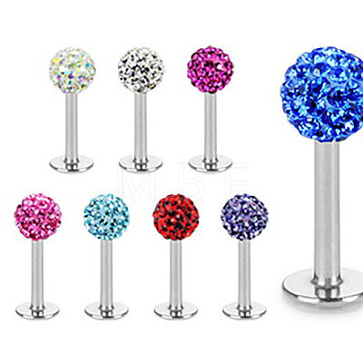 316 Surgical Stainless Steel Rhinestone Round Ball Threadless Labrets WG0410F-02-1