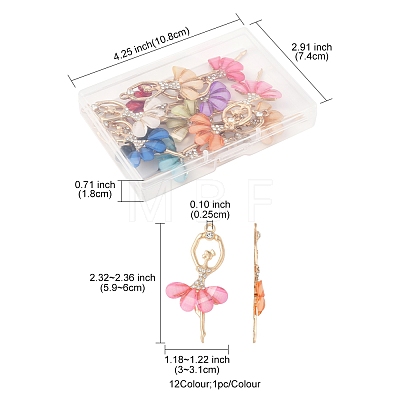 12Pcs 12 Colors Alloy Big Pendants FIND-FS0003-43-1
