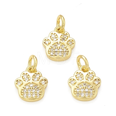 Rack Plating Brass Micro Pave Clear Cubic Zirconia Charms KK-C011-58G-1