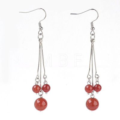 Natural Carnelian Dangle Earrings EJEW-JE02813-02-1