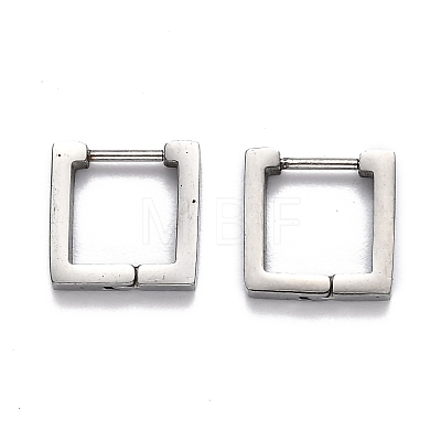 304 Stainless Steel Square Huggie Hoop Earrings STAS-H156-09A-P-1