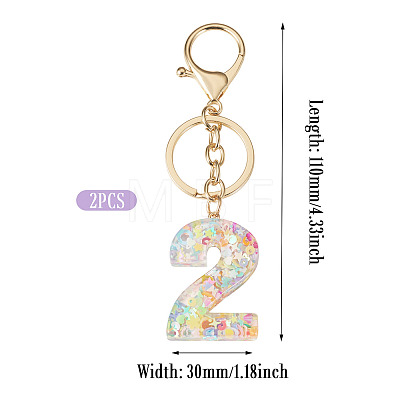 Number 2 Transparent Resin Keychains KEYC-TADJ0001-10B-1