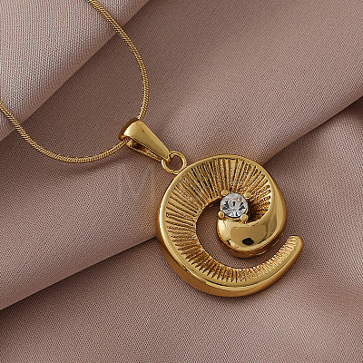 304 Stainless Steel Spiral Shape Pendant Necklaces for Women RE0047-1