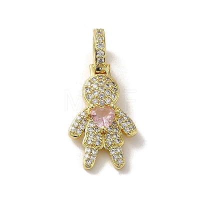 Rack Plating Brass Micro Pave Clear Cubic Zirconia Pendants KK-R158-02C-G-1