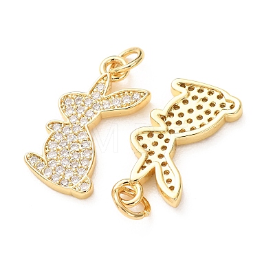 Brass Micro Pave Clear Cubic Zirconia Pendants CU-E003-18G-09-1