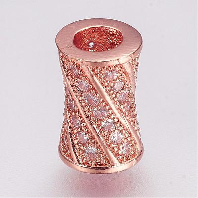 Brass Micro Pave Cubic Zirconia Beads ZIRC-G087-19-1