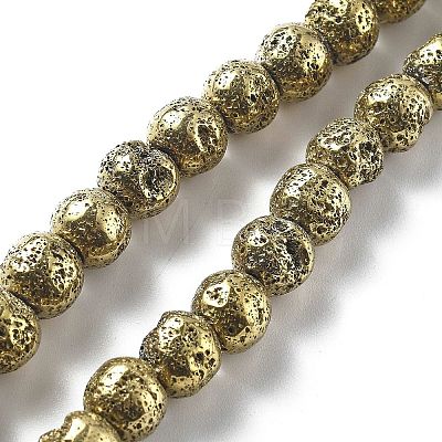 Electroplated Natural Lava Rock Beads Strands G-A251-E01-01A-1