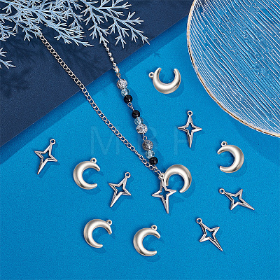 12Pcs 2 Style 304 Stainless Steel Pendants STAS-UN0042-13-1