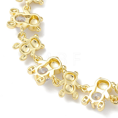 Clear Cubic Zirconia Bear Link Chain Bracelet BJEW-H586-02G-1