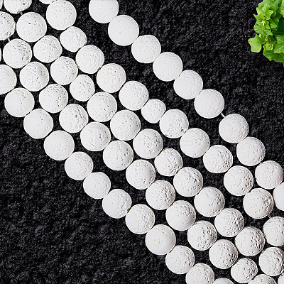 5 Strands Natural Lava Rock Round Beads Strands G-LT0001-02A-01-1