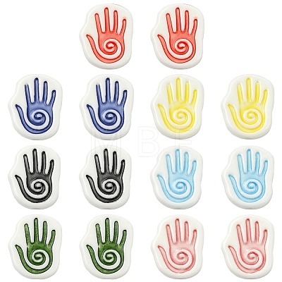 14Pcs 7 Colors Handmade Porcelain Beads PORC-YW0001-78-1