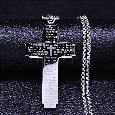 Vintage hip-hop men's titanium steel necklace with cross pendant. PA3677-2-1