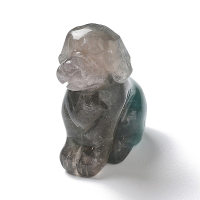 Natural Fluorite Carved Healing Dog Figurines DJEW-F025-01B-1