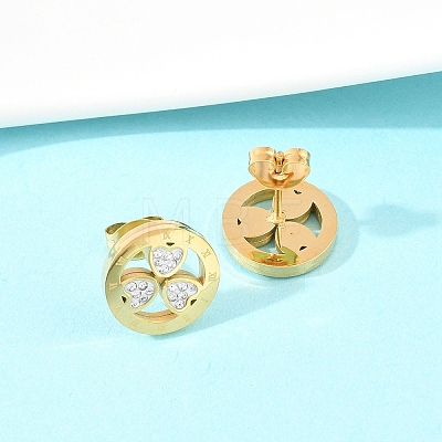 Flower 304 Stainless Steel Stud Earrings EJEW-H175-01G-1