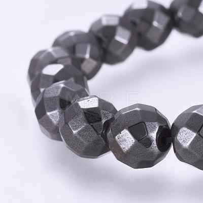 Magnetic Synthetic Hematite Beaded Stretch Bracelets BJEW-P178-05-1