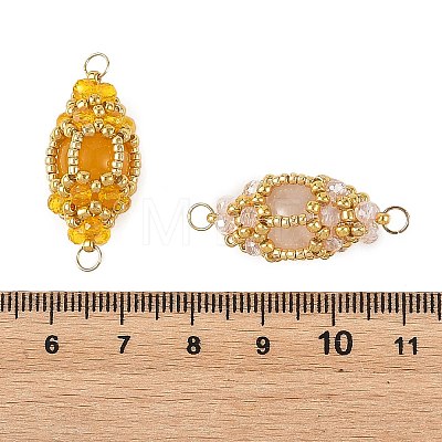 Natural Gemstone & Glass Seed Beads Connector Charms PALLOY-MZ01403-1