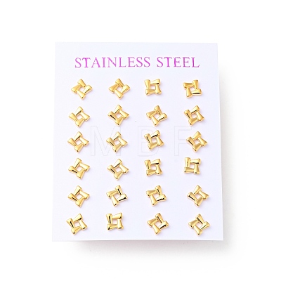 304 Stainless Steel Tiny Rhombus Stud Earrings with 316 Stainless Steel Pins for Women EJEW-J043-12G-1