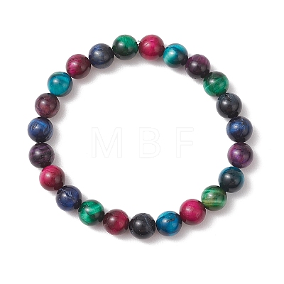 Natural Tiger Eye Beaded Stretch Bracelets for Women Men BJEW-JB13464-1