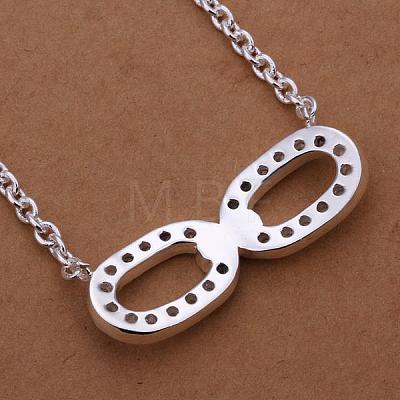 Simple Silver Color Plated Brass Cubic Zirconia Bowknot Pendant Necklaces For Women NJEW-BB12891-1