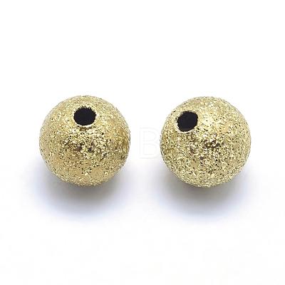 Brass Textured Beads KK-A143-06C-6mm-RS-1