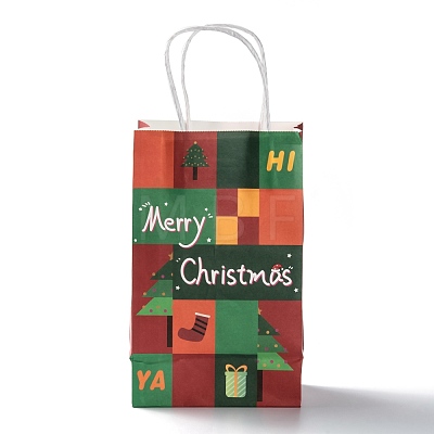 Christmas Theme Kraft Paper Gift Bags CARB-L009-AM-1