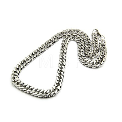 Fashionable 304 Stainless Steel Cuban Link Chain Necklaces STAS-A028-N063P-1