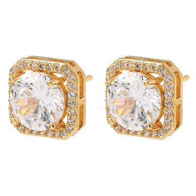 Brass Micro Pave Cubic Zirconia Stud Earrings for Women EJEW-F418-02G-1