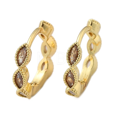Brass Micro Pave Cubic Zirconia Huggie Hoop Earrings X-EJEW-K083-34G-B-1