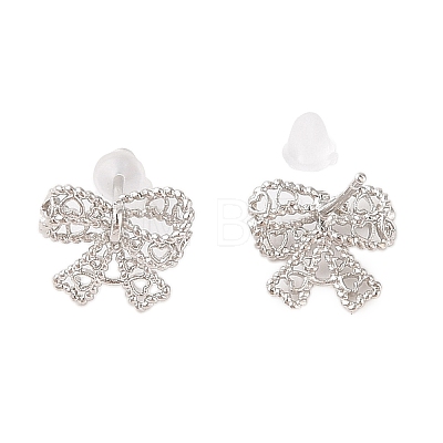 Bowknot Brass Stud Earrings for Women EJEW-P288-02P-1