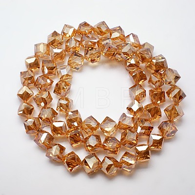 Pearlized Crystal Glass Cube Beads Strands EGLA-F023-A01-1