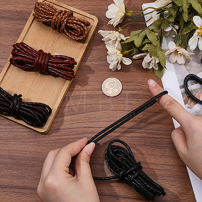 8M 4 Colors Round PU Leather Braided Cord OCOR-CL0001-20-1