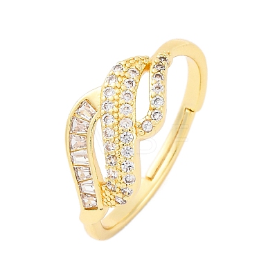 Brass Micro Pave Clear Cubic Zirconia Rings for Women RJEW-U047-14G-1