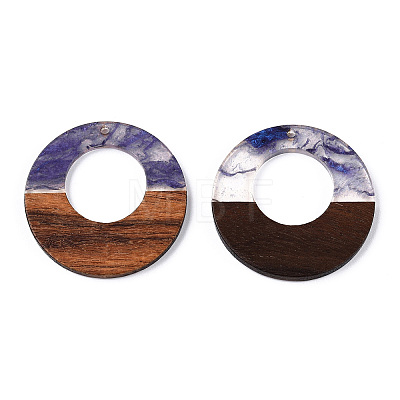 Transparent Resin & Walnut Wood Pendants RESI-ZX017-46-1