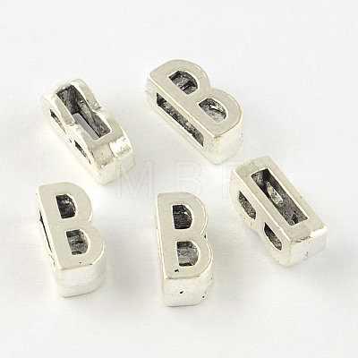 Antique Silver Plated Alloy Letter Slide Charms X-TIBEP-S296-B-RS-1