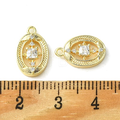 Brass Micro Pave Cubic Zirconia Charms KK-D092-04G-1