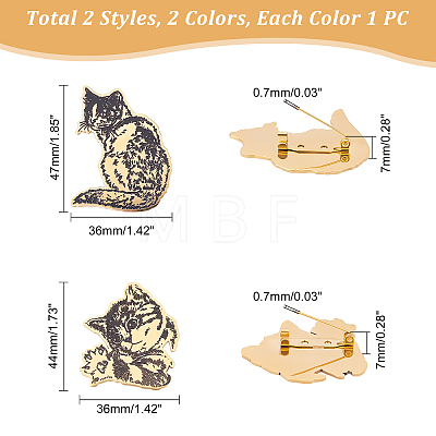 Unicraftale 4Pcs 4 Style Cat Brooch STAS-UN0034-83-1