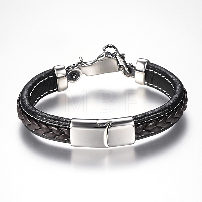 Men's Braided Leather Cord Bracelets BJEW-H559-09B-1