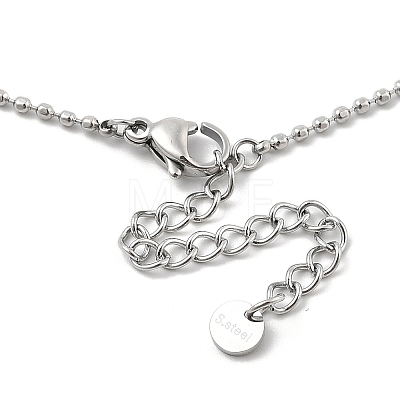 304 Stainless Steel Cubic Zirconia Teardrop & Flat Round Bib Ball Chain Necklaces for Women NJEW-F328-11P-08-1