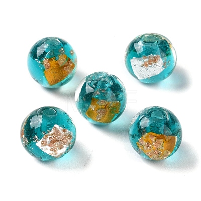 Handmade Gold & Silver Foil Lampwork Beads GLAA-G107-07A-10-1