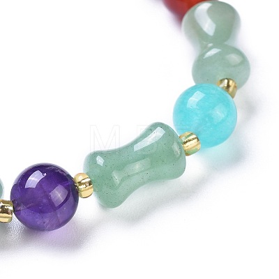 Natural Jade Stretch Charm Bracelets BJEW-I260-09-1