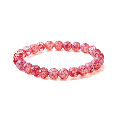 8mm Faceted Round Transparent Baking Painted Glass Beaded Stretch Bracelets for Women BJEW-JB10732-1