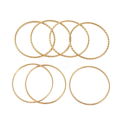 7Pcs Vacuum Plating 304 Stainless Steel Ring Bangles Set for Women BJEW-A011-14C-G-1