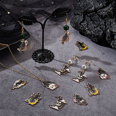 24Pcs 6 Style Gothic Theme Alloy Enamel Pendants FIND-SC0003-78-1