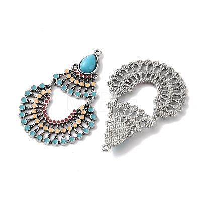 Bohemia Tibetan Style Alloy & Enamel & Synthetic Turquoise Big Pendants FIND-T074-08AS-1