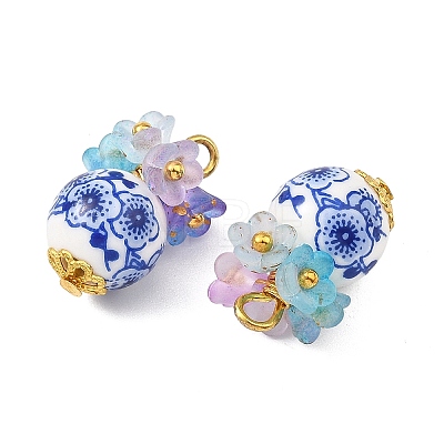 Printed Handmade Porcelain Beads Pendants PALLOY-JF05907-02-1